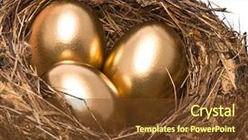  Presentation with gold egg - Cool new slide deck with gold eggs in a nest backdrop and a tawny brown colored foreground