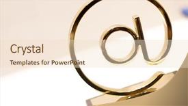  Presentation with email - Presentation with gold email sign on table background and a lemonade colored foreground