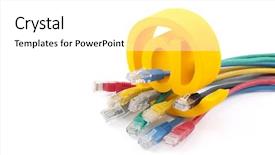  Presentation with computer network - Colorful presentation theme enhanced with gold emails - computer network cables and email backdrop and a white colored foreground