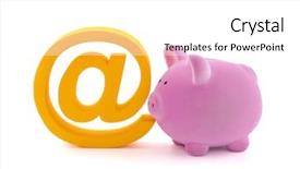  Presentation with email - Cool new presentation with gold emails - piggy bank with email symbol backdrop and a white colored foreground