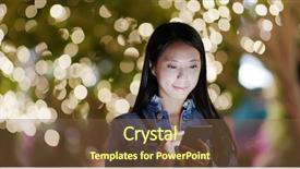  Presentation with mobile phone in woman hand - PPT theme having gold emails - woman use of mobile phone background and a tawny brown colored foreground