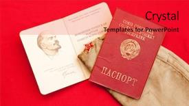  Presentation with soviet - Slide deck featuring gold embleme - external soviet era passport background and a red colored foreground