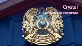  Presentation with kazakhstan - Cool new theme with gold embleme - kazakhstan national emblem backdrop and a  colored foreground