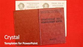  Presentation with ussr - Audience pleasing slide set consisting of gold embleme - union card of ussr backdrop and a crimson colored foreground