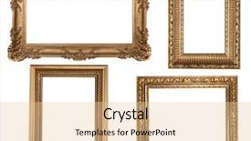  Presentation with gold design - PPT theme enhanced with gold empty wall picture frame background and a lemonade colored foreground