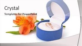  Presentation with engagement - Audience pleasing PPT theme consisting of gold engagement ring in box backdrop and a white colored foreground