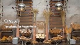  Presentation with bakery baking ingredients - Slide deck enhanced with gold factory - bakery product assortment with bread background and a coral colored foreground