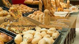  Presentation with bakery - Cool new PPT layouts with gold factory - bakery product assortment with bread backdrop and a gold colored foreground