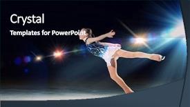  Presentation with figure skating - Colorful PPT theme enhanced with gold figures - little girl figure skating backdrop and a black colored foreground