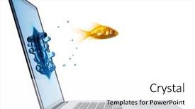  Presentation with goldfish - Presentation theme featuring gold fish jumping from laptop background and a white colored foreground