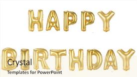  Presentation with white gold birthday - Slides having gold foil happy birthday balloons background and a lemonade colored foreground