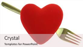  Presentation with red gold white - Beautiful theme featuring gold fork behind red heart on white background backdrop and a lemonade colored foreground