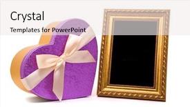  Presentation with gold frame - PPT theme having gold frame and gift box on a white background background and a sky blue colored foreground