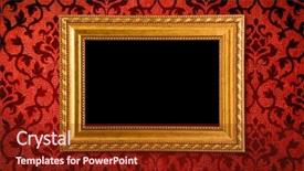  Presentation with gold frame - Presentation enhanced with gold frame on a vintage red wall background background and a tawny brown colored foreground