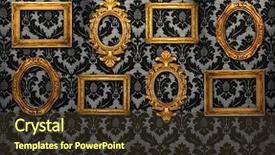  Presentation with vintage retro - Amazing presentation theme having gold frames retro wallpaper spotlights backdrop and a tawny brown colored foreground