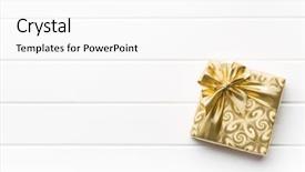  Presentation with white gold - Slide deck enhanced with gold gift box on white background and a white colored foreground