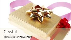  Presentation with pink gold - Colorful PPT layouts enhanced with gold gift box with pink bow isolated over white background backdrop and a lemonade colored foreground