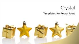  Presentation with gold stars - Amazing PPT theme having gold gift boxes and stars backdrop and a white colored foreground