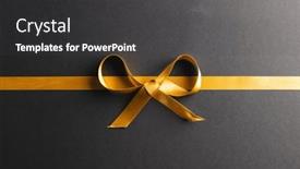  Presentation with gift ribbon - Slide deck having gold-gift-ribbon-and-bow and a  colored foreground