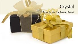  Presentation with gift - Theme featuring gold gift with golden bow background and a blonde colored foreground