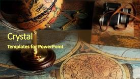  Presentation with old fashioned - Beautiful slides featuring gold globe - old fashioned objects backdrop and a tawny brown colored foreground