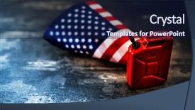  Presentation with oil field - Colorful slide deck enhanced with gold globe - united states flag and oil backdrop and a navy blue colored foreground