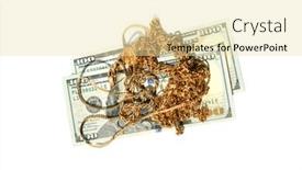  Presentation with jewelry gold - PPT theme consisting of gold-gold-jewelry-cash and a blonde colored foreground