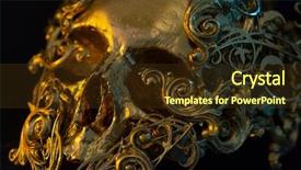  Presentation with treasure gold - Presentation theme featuring 3d white human - gold golden skull made background and a light gray colored foreground