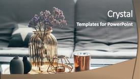  Presentation with flowers vase - Colorful presentation design enhanced with gold grey - home interior decor in gray backdrop and a gray colored foreground