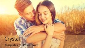  Presentation with wheat - Slide deck with gold guy - beauty couple relaxing on wheat background and a yellow colored foreground