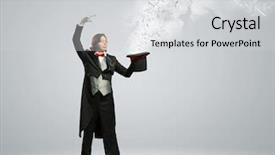  Presentation with light golden lights - Presentation theme consisting of gold guy - image of magician holding hat background and a light gray colored foreground