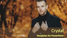  Presentation with autumn - Presentation having gold guy - modern handsome man background and a  colored foreground