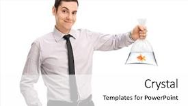  Presentation with goldfish - Slides having gold guy - studio shot of a young background and a  colored foreground