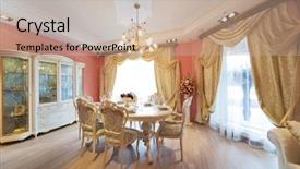  Presentation with modern black and white trees - Presentation theme having gold house - beautiful white table and chairs background and a mint green colored foreground