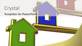  Presentation with house key - PPT theme consisting of gold house key metaphor 01 background and a light gray colored foreground