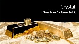  Presentation with gold dust - Audience pleasing PPT theme consisting of gold-in-various-forms-including backdrop and a black colored foreground
