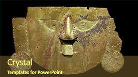  Presentation with inca - Presentation theme featuring gold inca mask with black background and a tawny brown colored foreground