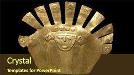  Presentation with inca - Cool new slide set with gold inca mask with black backdrop and a tawny brown colored foreground