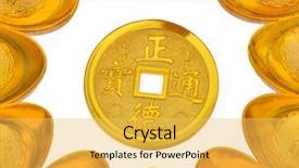  Presentation with white gold - Cool new slide set with gold ingots and gold coin backdrop and a yellow colored foreground