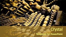  Presentation with jewelry gold - Slide set consisting of gold jewellery - window display of jewelry shop background and a tawny brown colored foreground