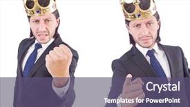  Presentation with crown - Cool new slides with insignia - businessman with crown isolated backdrop and a coral colored foreground