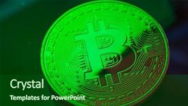  Presentation with money bitcoin crypto currency gold - Audience pleasing PPT theme consisting of gold logo - bitcoin currency coin extreme closeup backdrop and a  colored foreground