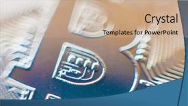  Presentation with bitcoin - Cool new PPT theme with gold logo - bitcoin currency coin extreme closeup backdrop and a  colored foreground