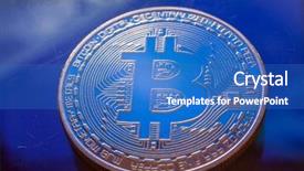  Presentation with bitcoin - Slide set having gold logo - bitcoin currency coin extreme closeup background and a  colored foreground