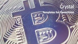  Presentation with money bitcoin crypto currency gold - Beautiful PPT layouts featuring gold logo - bitcoin currency coin extreme closeup backdrop and a  colored foreground