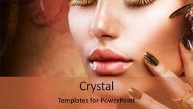  Presentation with makeup - Presentation enhanced with gold makeup fashion girl portrait background and a red colored foreground