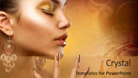  Presentation with fashion accessories - Audience pleasing theme consisting of gold makeup fashion girl portrait backdrop and a gold colored foreground