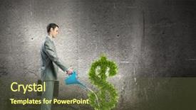  Presentation with gold start - PPT theme having gold man start - image of businessman watering money background and a tawny brown colored foreground