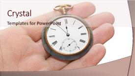  Presentation with retro television knobs isolated - Slides featuring gold man start - retro watch in hand isolated background and a  colored foreground