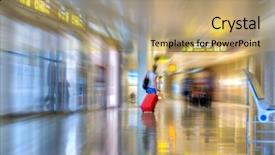  Presentation with airport terminal - Beautiful theme featuring gold man suitcase - airline passenger walking backdrop and a coral colored foreground